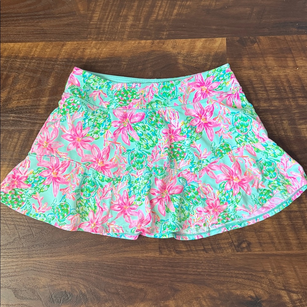 Lilly Pulitzer Pink & Aqua Floral Ruffle Skort NWOT